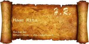 Haar Rita névjegykártya